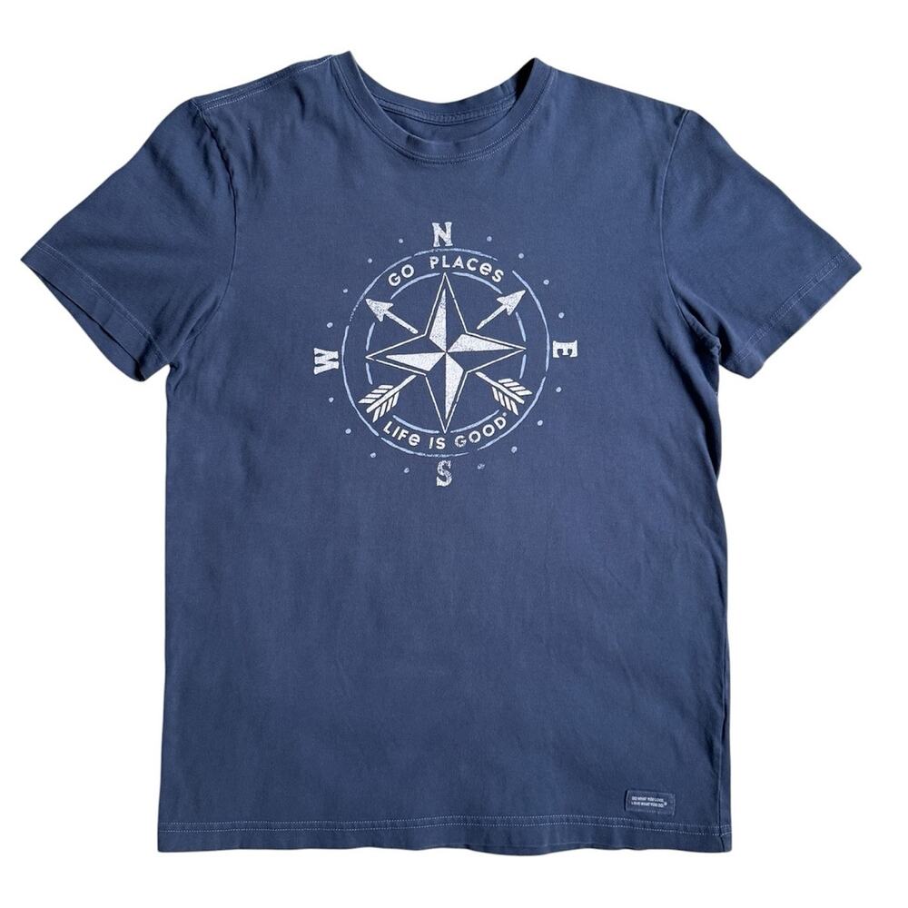 Life is Good Men's Compass T-Shirt Crusher Tee Short Sleeve Travel Go Places